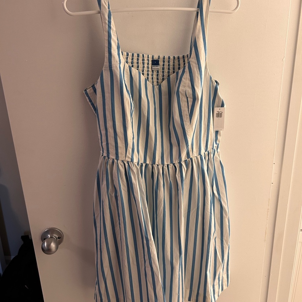 Old Navy White and Blue Striped Sundress